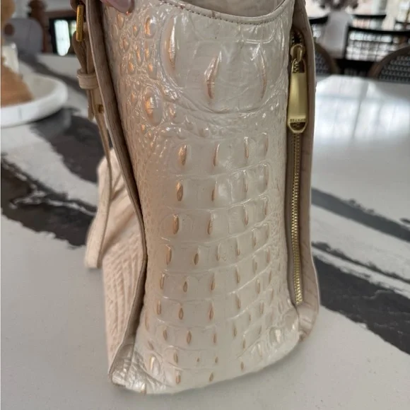 Brahmin Cream/Gold -Embossed Tote Bag - Picture 2 of 7